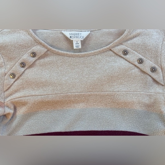 Market & Spruce Women’s Striped Sweater Button Detail Size Petite XS - Picture 5 of 6